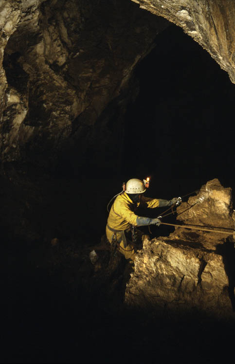 Traversing above Mig Country, Migovec System, Slovenia (M. Evans)